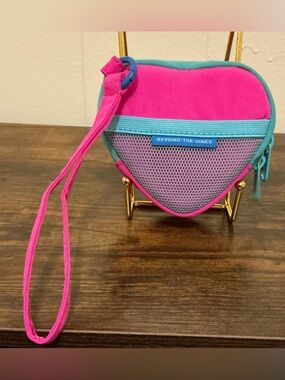 Rare HTF Multicolor Colourblock Heart Pouch Beyond The Vines Coin Purse Wallet